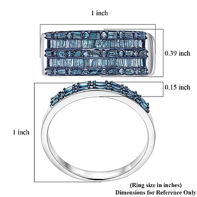 D'Joy Blue Diamond 1.00 ctw Eternal Band Ring in Rhodium Over Sterling Silver (Size 6.0)