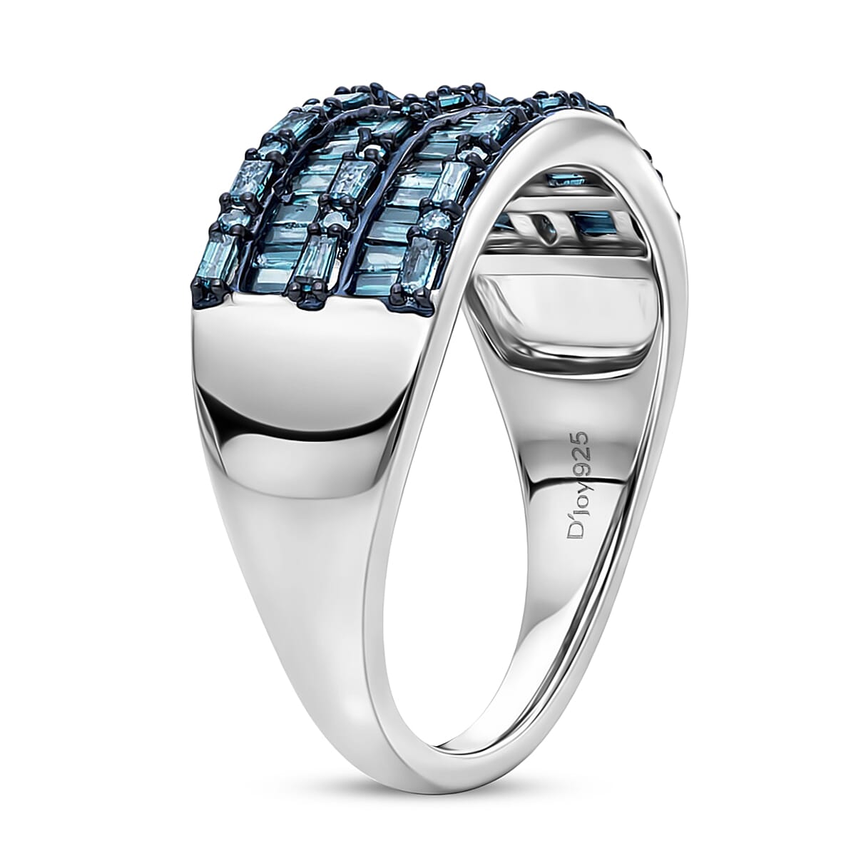 D'Joy Blue Diamond 1.00 ctw Eternal Band Ring in Rhodium Over Sterling Silver (Size 7.0) image number 3