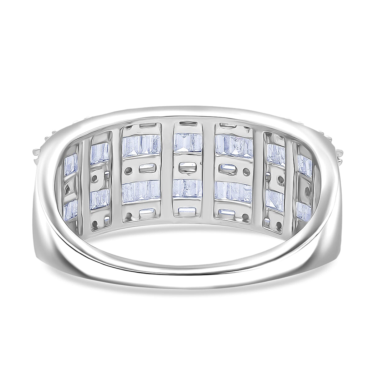 D'Joy Diamond 1.00 ctw Eternal Band Ring in Rhodium Over Sterling Silver (Size 10.0)
