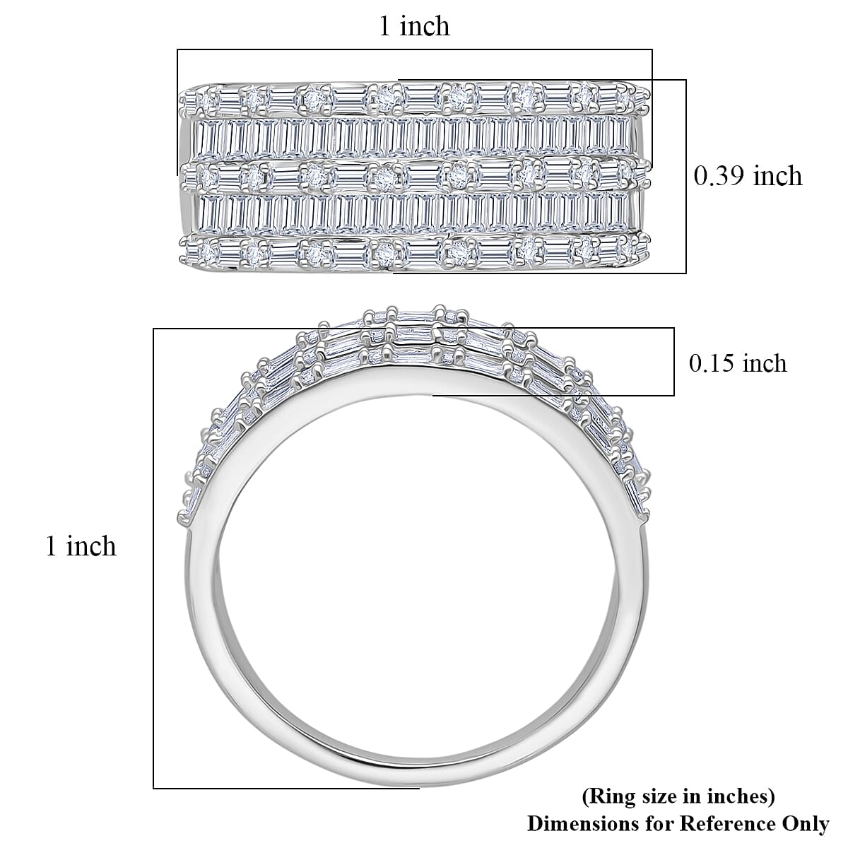 D'Joy Diamond 1.00 ctw Eternal Band Ring in Rhodium Over Sterling Silver (Size 10.0)