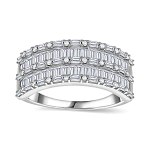 D'Joy Diamond 1.00 ctw Eternal Line Ring in Rhodium Over Sterling Silver (Size 7.0)