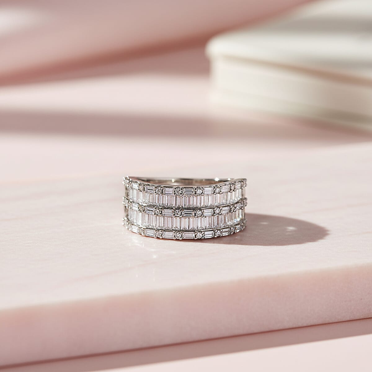 D'Joy Diamond 1.00 ctw Eternal Line Ring in Rhodium Over Sterling Silver (Size 7.0) image number 1