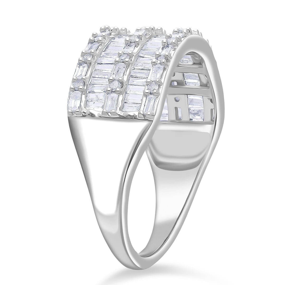 D'Joy Diamond 1.00 ctw Eternal Line Ring in Rhodium Over Sterling Silver (Size 7.0) image number 3