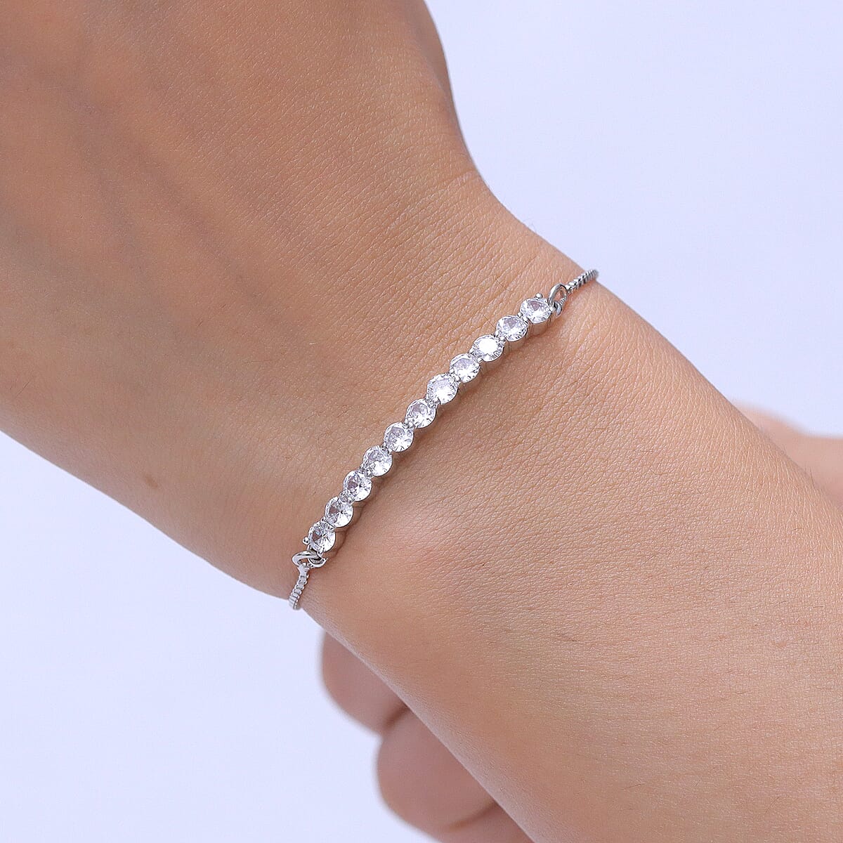EverTrue Simulated Diamond Bracelet in Platinum Bond (10.50 In) image number 2