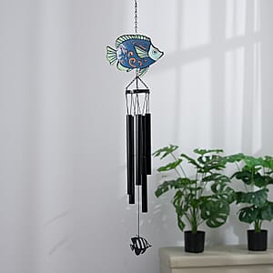 Livmore Fish Design Welcome Wind Chime with 5 Iron Tube
