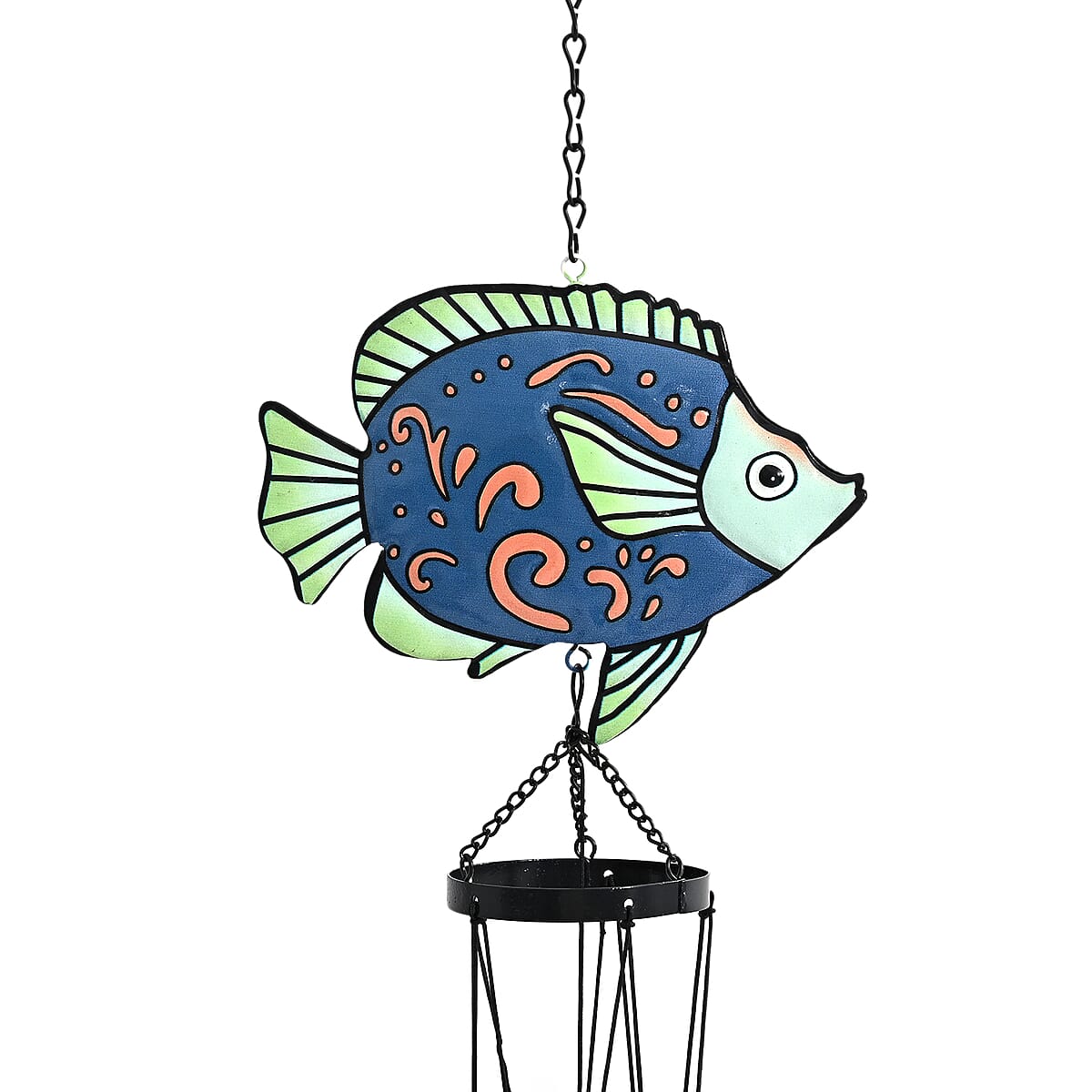 Livmore Fish Design Welcome Wind Chime with 5 Iron Tube image number 2