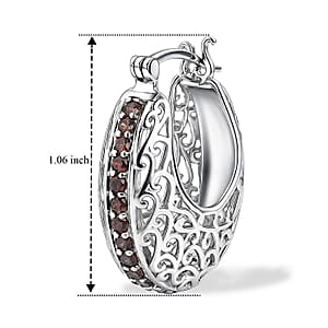 EverTrue Simulated Light Rose Tourmaline Diamond J Hoop Earrings in Platinum Bond