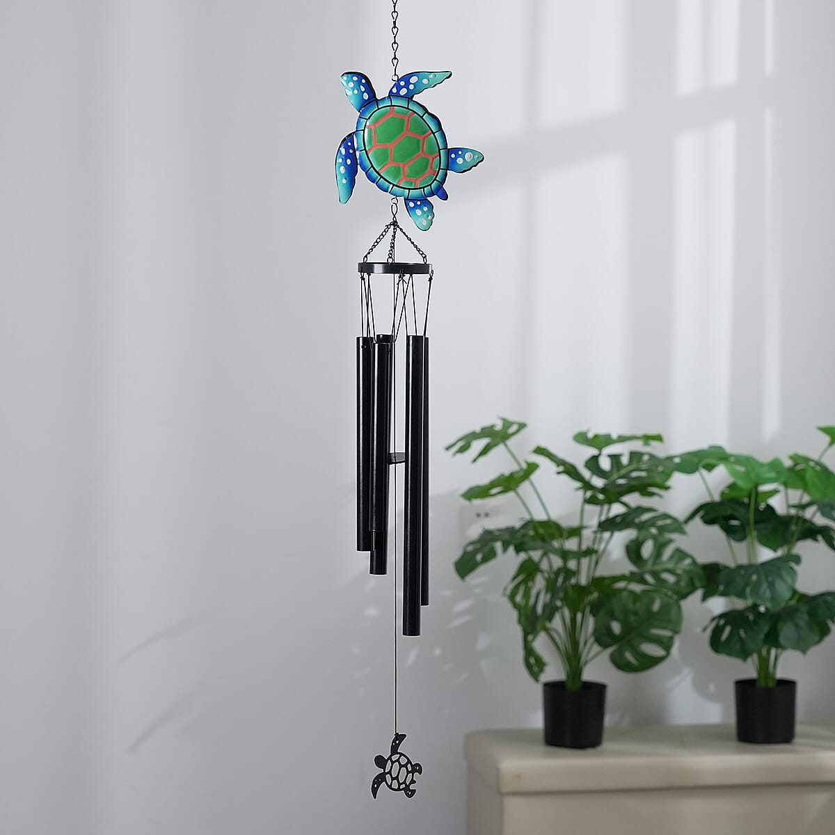 Livmore Tortoise Design Welcome Wind Chime with 5 Iron Tube image number 1