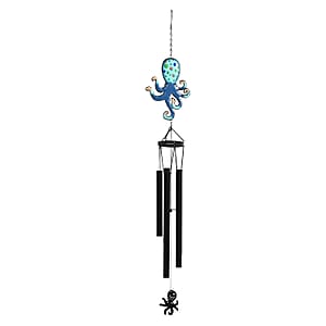 Livmore Octopus Design Welcome Wind Chime with 5 Iron Tube