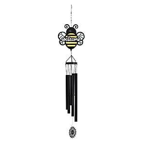 Livmore Dragonfly Design Welcome Wind Chime with 5 Iron Tube