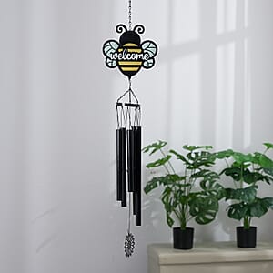 Livmore Dragonfly Design Welcome Wind Chime with 5 Iron Tube