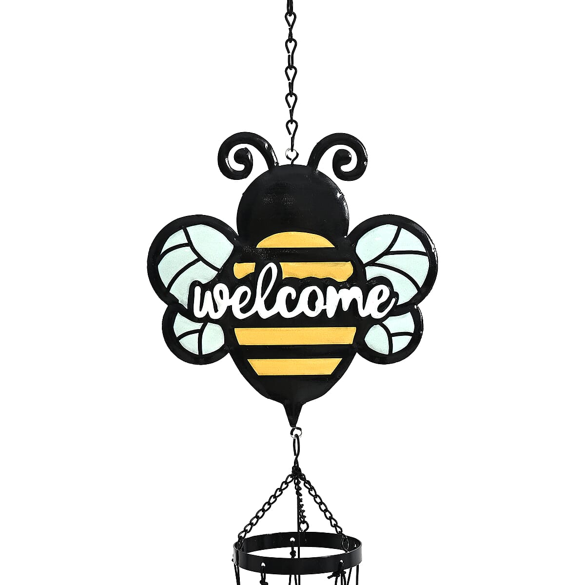 Livmore Dragonfly Design Welcome Wind Chime with 5 Iron Tube image number 2