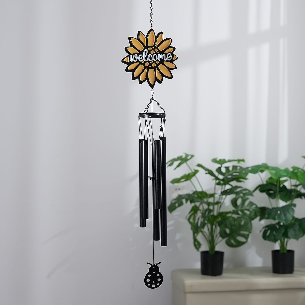 Livmore Sunflower Design Welcome Wind Chime with 5 Iron Tube image number 1