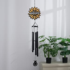 Livmore Sunflower Design Welcome Wind Chime with 5 Iron Tube