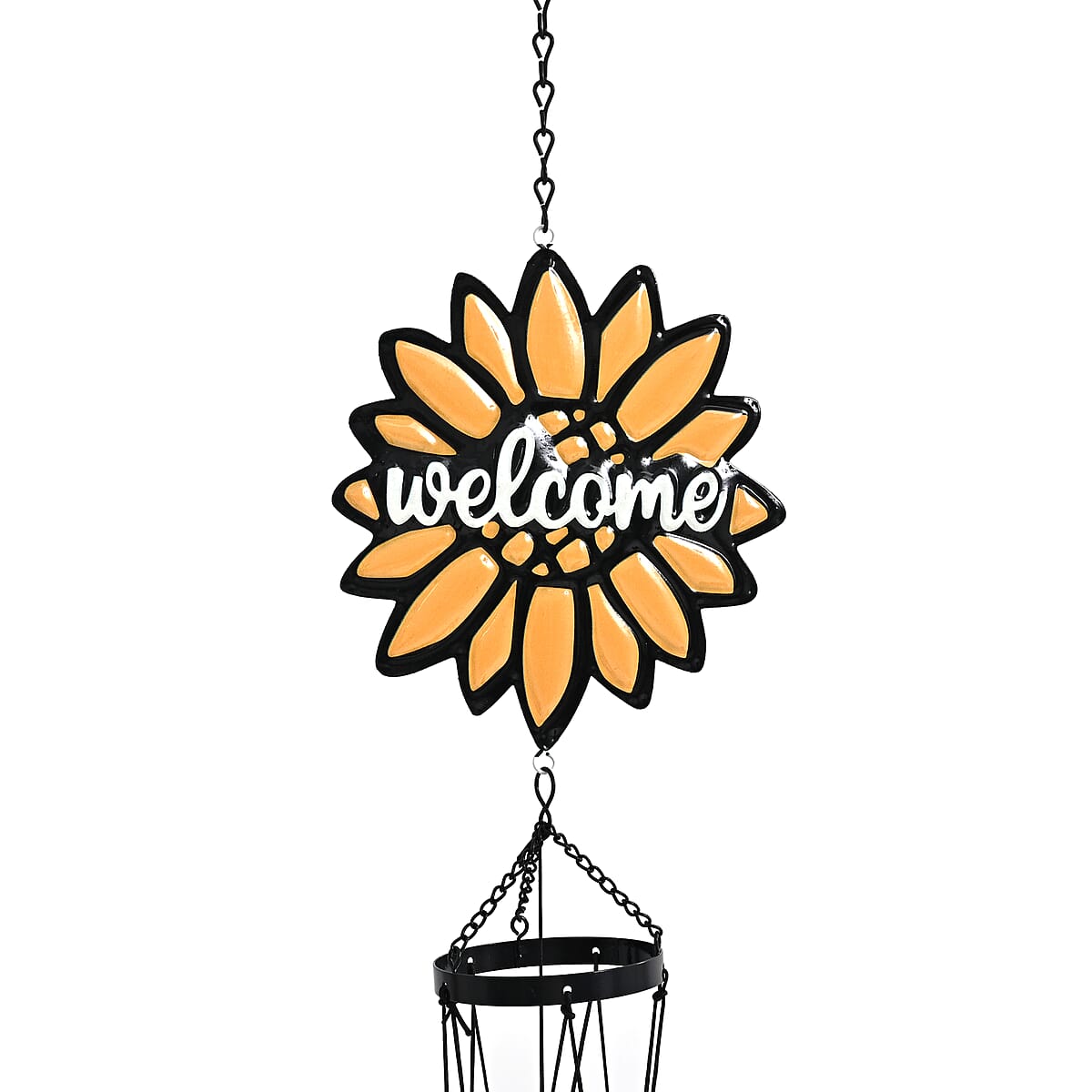 Livmore Sunflower Design Welcome Wind Chime with 5 Iron Tube image number 2