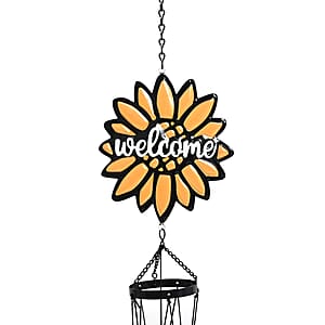 Livmore Sunflower Design Welcome Wind Chime with 5 Iron Tube