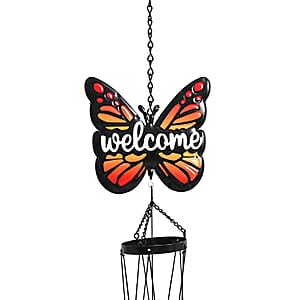 Livmore Butterfly Design Welcome Wind Chime with 5 Iron Tube