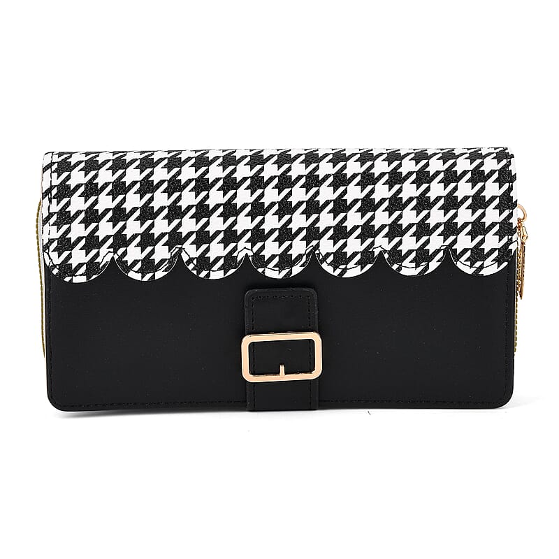 La Marey Black Faux Leather Long Wallet