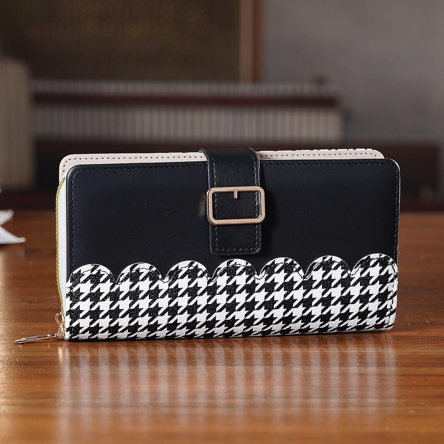 La Marey Black Faux Leather Long Wallet
