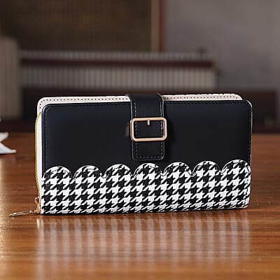 La Marey Black Faux Leather Long Wallet