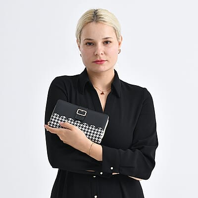 La Marey Black Faux Leather Long Wallet