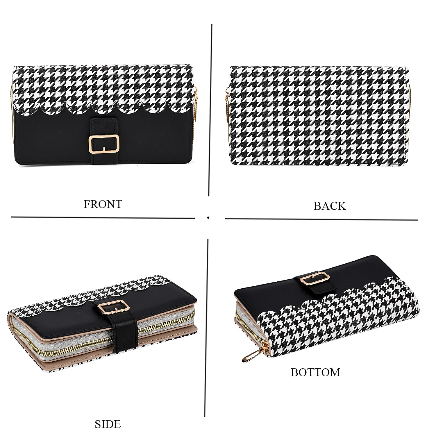La Marey Black Faux Leather Long Wallet