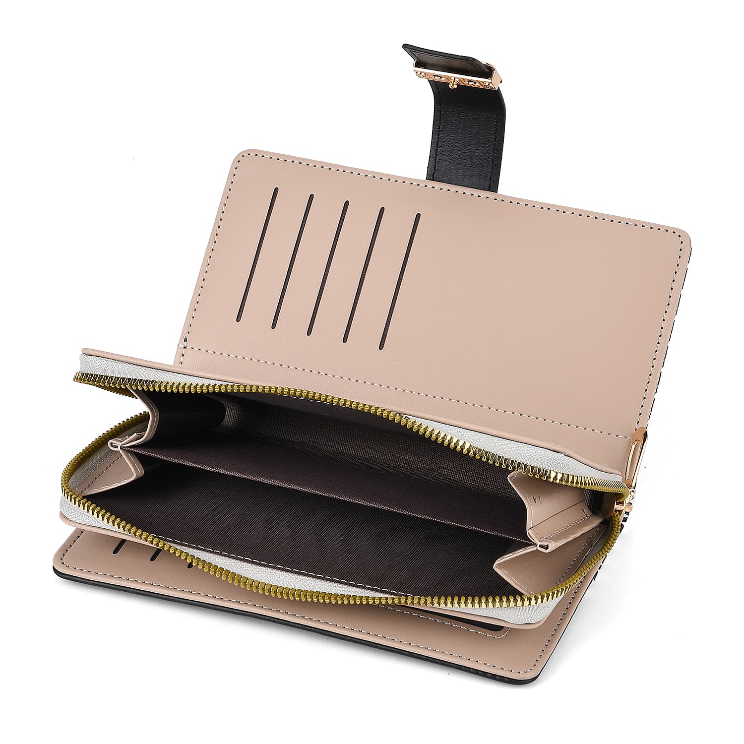 La Marey Black Faux Leather Long Wallet