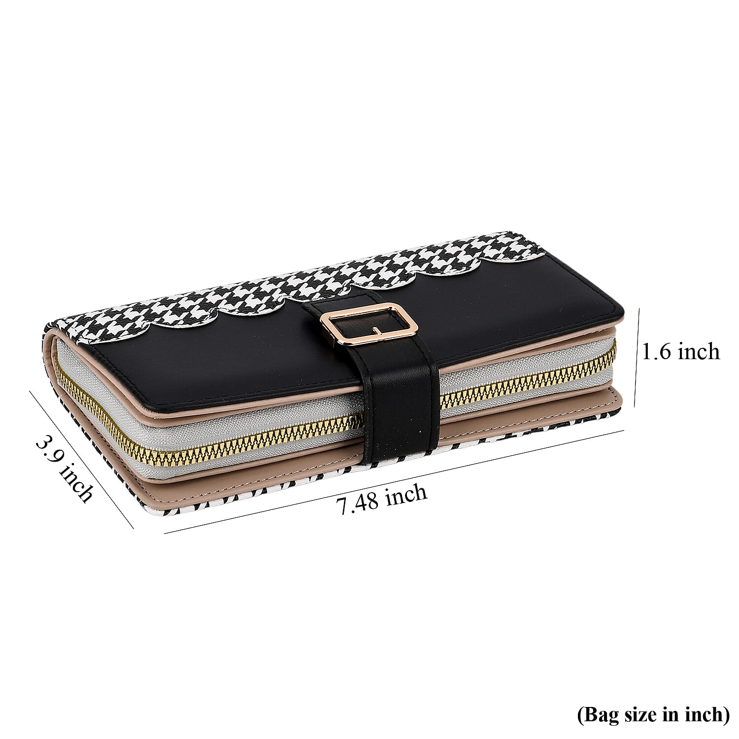 La Marey Black Faux Leather Long Wallet