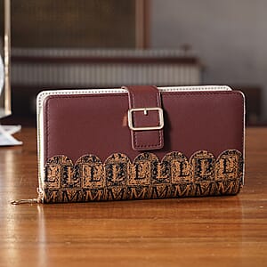 La Marey Coffee Faux Leather Long Wallet