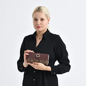 La Marey Coffee Faux Leather Long Wallet