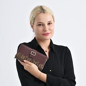 La Marey Coffee Faux Leather Long Wallet