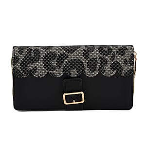 La Marey Black Faux Leather Long Wallet