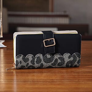 La Marey Black Faux Leather Long Wallet