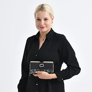 La Marey Black Faux Leather Long Wallet
