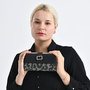 La Marey Black Faux Leather Long Wallet