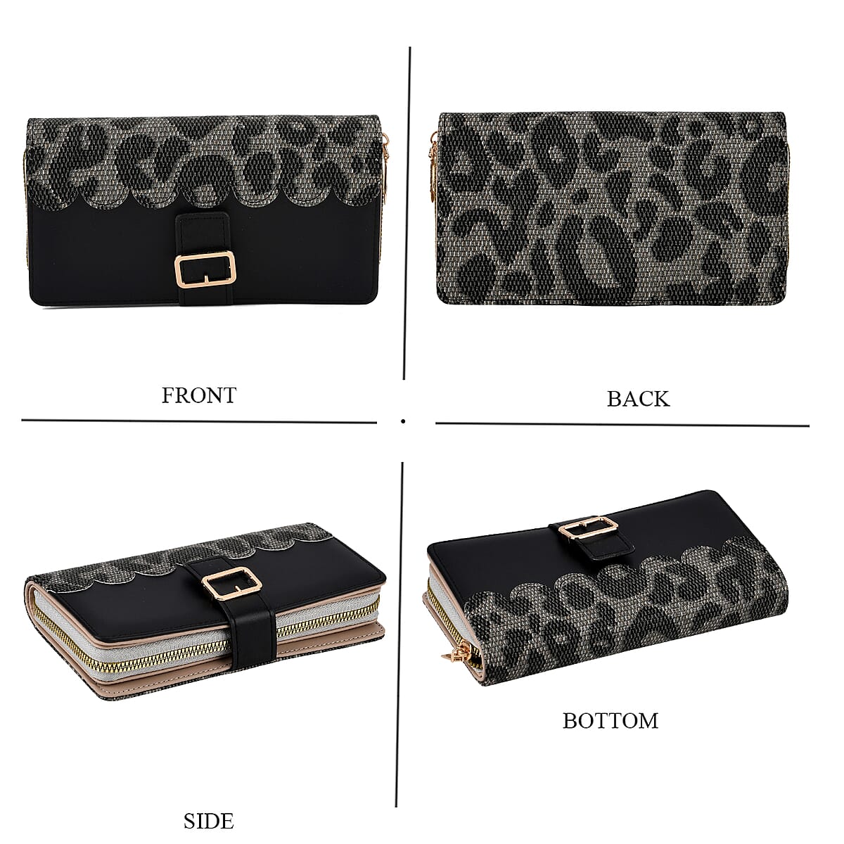 La Marey Black Faux Leather Long Wallet image number 4