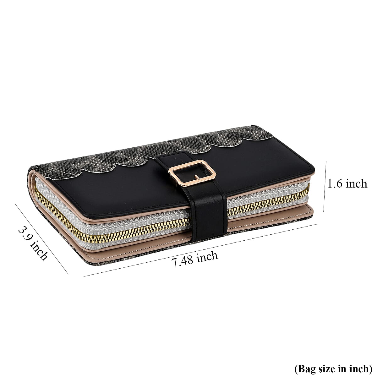 La Marey Black Faux Leather Long Wallet image number 8