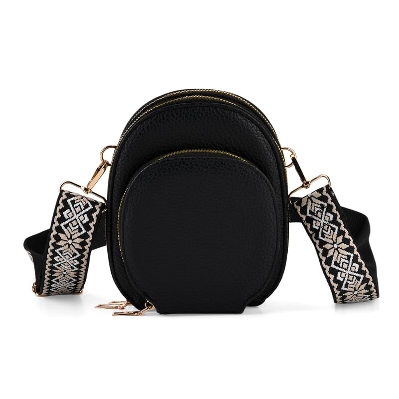 La Marey Black Faux Leather Crossbody Bag