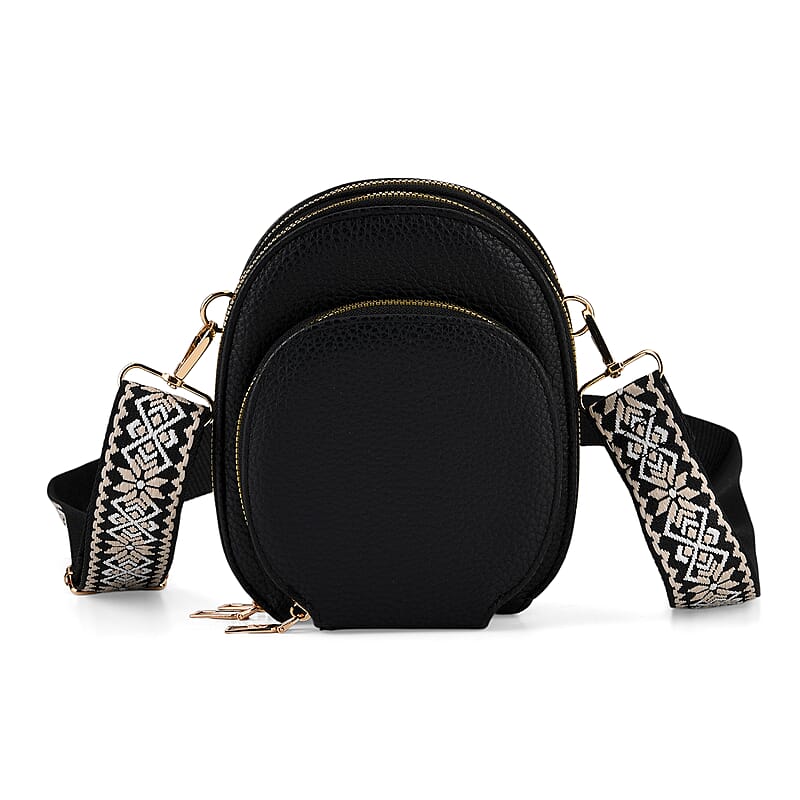 La Marey Black Faux Leather Crossbody Bag