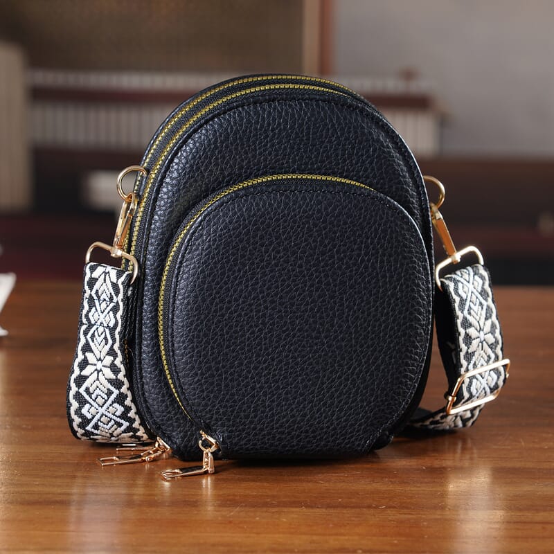 La Marey Black Faux Leather Crossbody Bag
