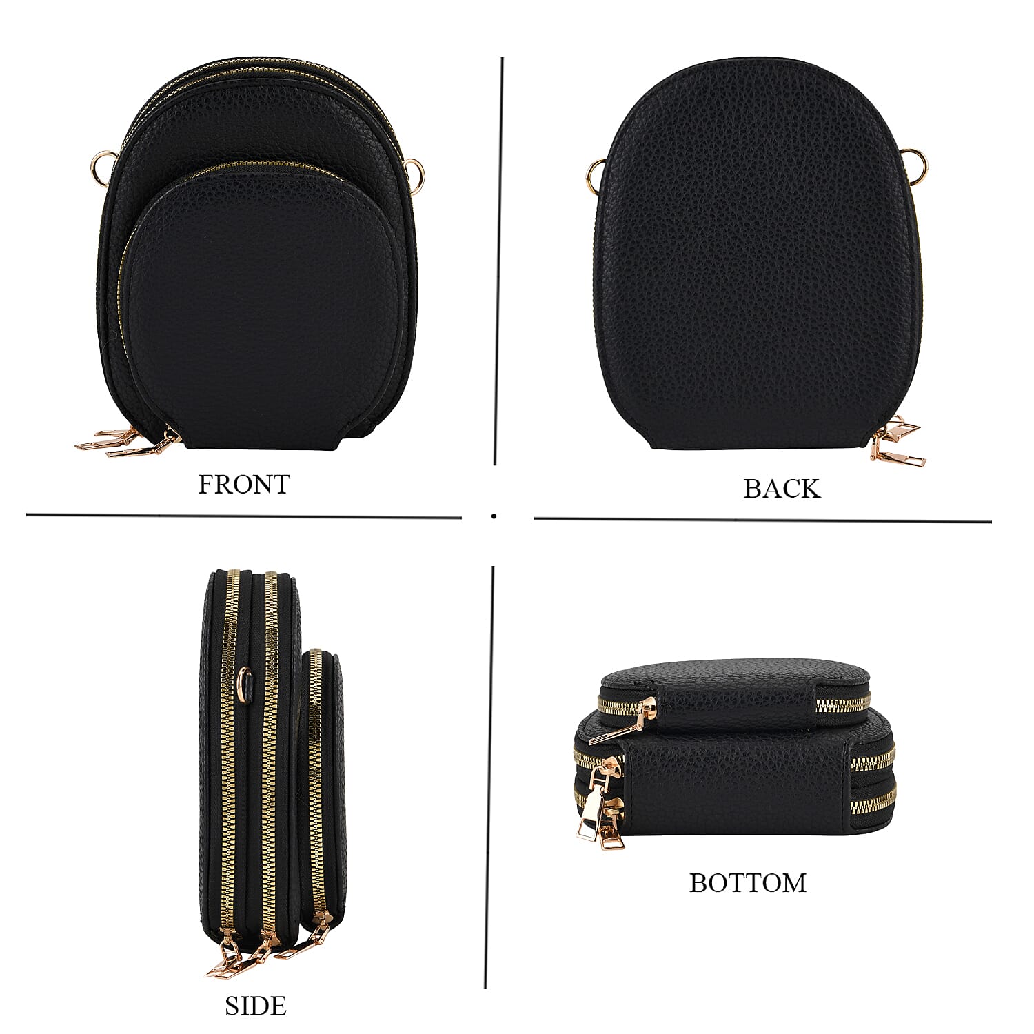 La Marey Black Faux Leather Crossbody Bag