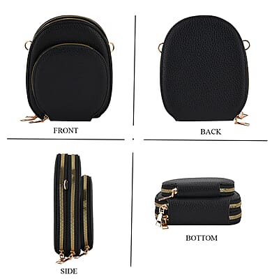La Marey Black Faux Leather Crossbody Bag