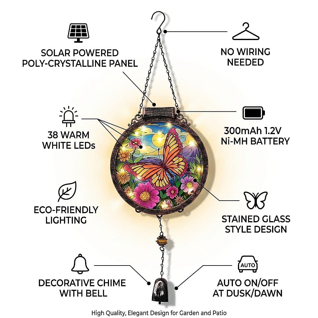 Livmore Butterfly and flower Hanging Solar