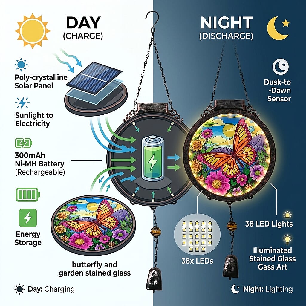Livmore Butterfly and flower Hanging Solar