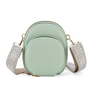 La Marey Light Green Faux Leather Crossbody Bag