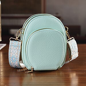 La Marey Light Green Faux Leather Crossbody Bag