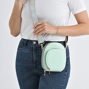 La Marey Light Green Faux Leather Crossbody Bag