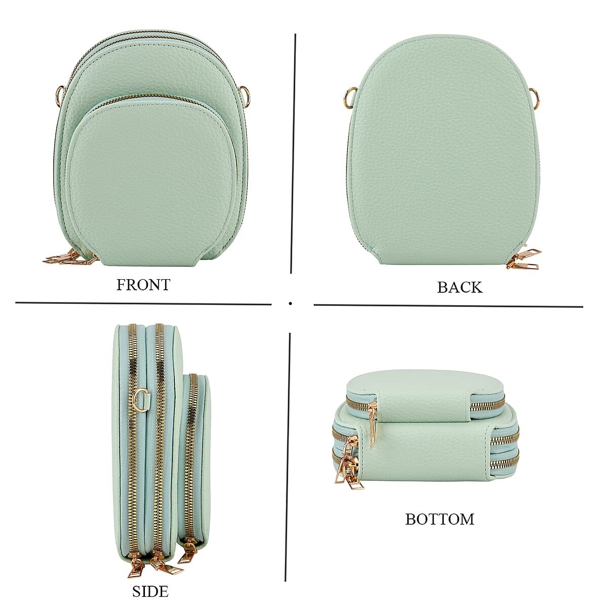 La Marey Light Green Faux Leather Crossbody Bag image number 4
