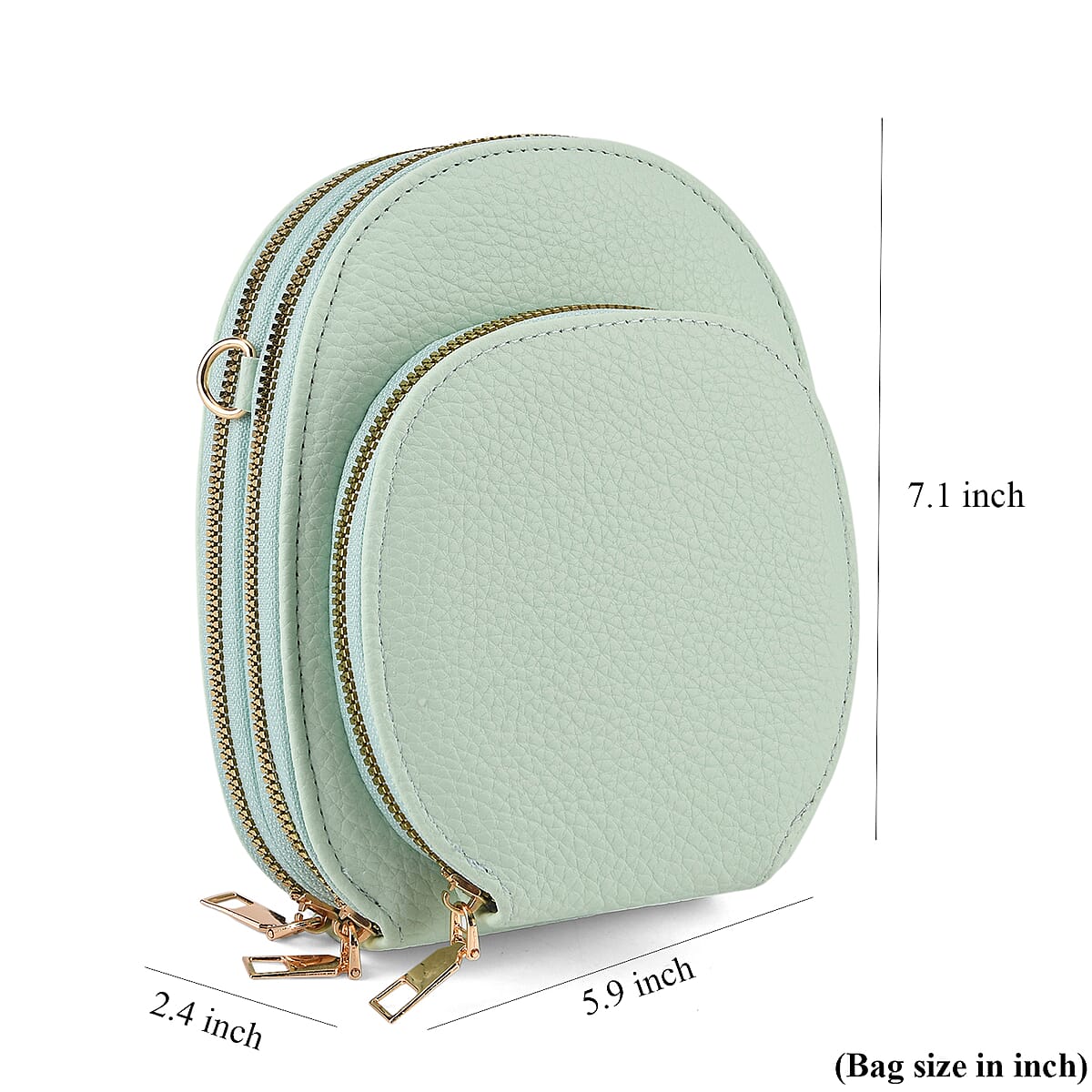 La Marey Light Green Faux Leather Crossbody Bag image number 7