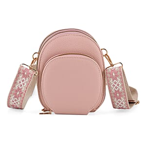 La Marey Pink Faux Leather Crossbody Bag
